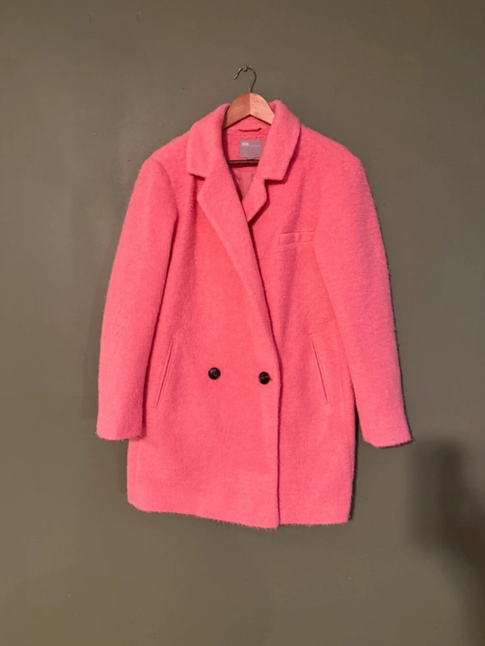 ASOS Pink Fuzzy Pea Coat Size 8